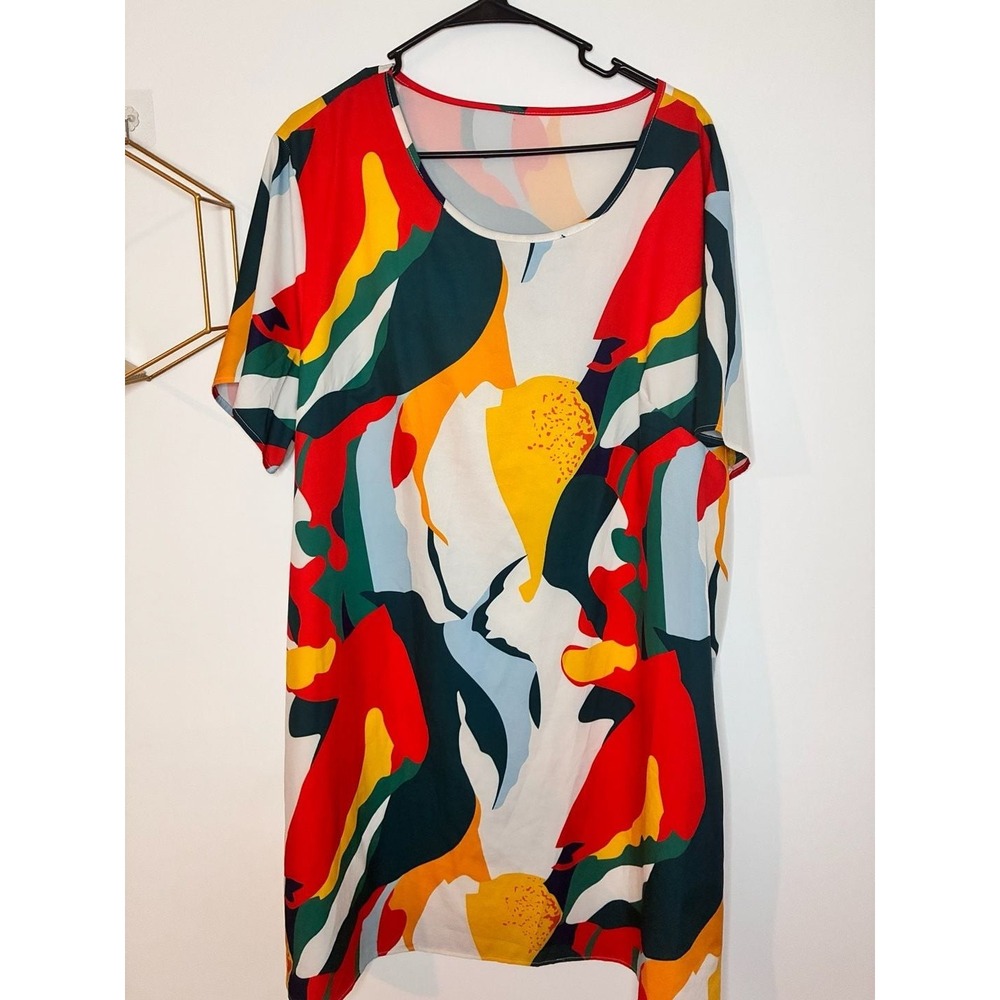 SHEIN Curve Allover Print Short Sleeve Tunic Dress Size 3XL